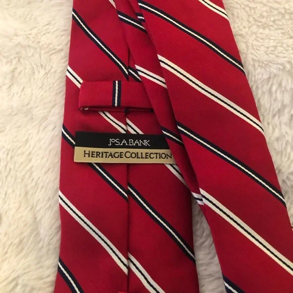 Jos. A. Bank Heritage Collection stripes red black white silk tie - Picture 3 of 3